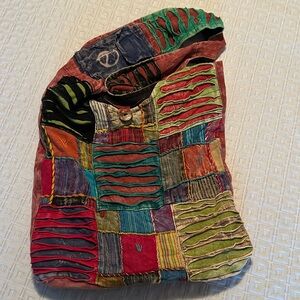 Tungta Nepal multi-colored quilted market tote bag